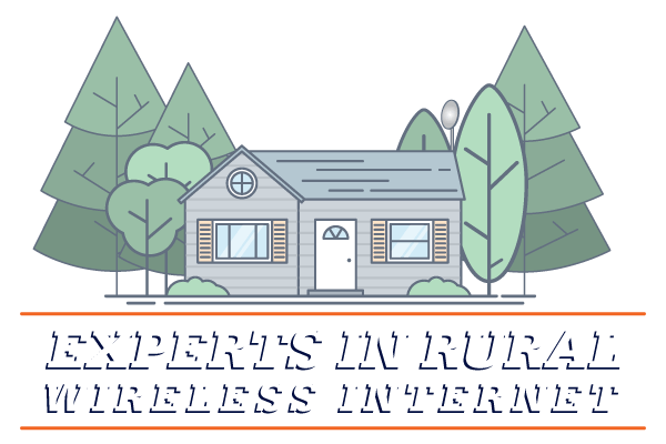 A house and trees behind, with title: Experts in rural wireless internet
