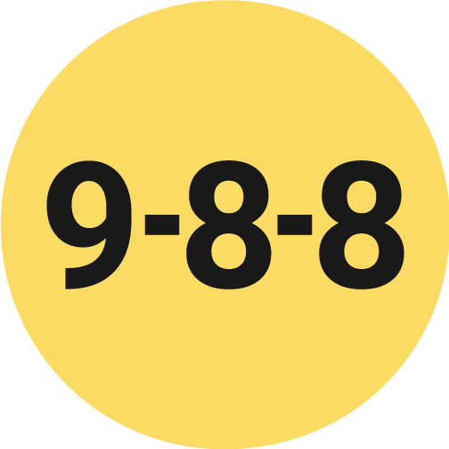 9-8-8 logo,yellow background black numbers.